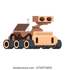 Self driving exploration vehicle traversing the rocky terrain of mars, collecting scientific data