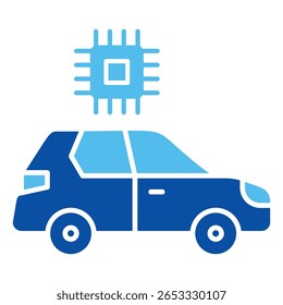 Iconos De Conducción Autónoma En Estilo Azul, Ilustración vectorial