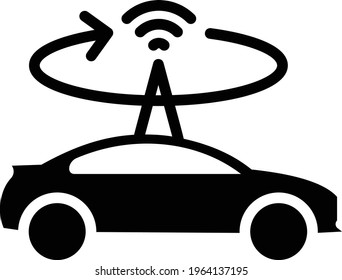 Self driving light or object detection and Ranging Device Concept Vector Glyph Icon Design, Autonomous driverless vehicle Symbol, Robo car Sign, Automated driving system stock illustration