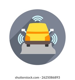 Color redondeado de conducción autónoma, mini icono de ilustración. uso para el concepto moderno, impresión, interfaz de usuario, kit de UX, Web y desarrollo de App. Vector EPS 10, relacionado con la inteligencia artificial, tema de tecnología