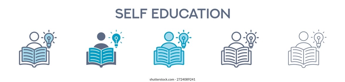 Elemento De Educación Propia Para Diseño Gráfico - Estilos Múltiples. Ilustración vectorial De Dos Colores Y Negro. Los Diseños Múltiples De Los Iconos Se Pueden Utilizar Para El Móvil, Ui, Web
