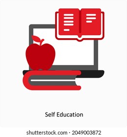 Self Education or Study Icon Concept