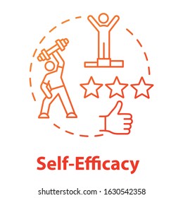 Self efficacy concept icon. Personal potential realization. Professional training. Movement to goal idea thin line illustration. Vector isolated outline RGB color drawing