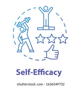 Self efficacy concept icon. Personal potential realization. Professional training. Movement to goal idea thin line illustration. Vector isolated outline RGB color drawing