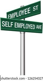 Self employed freelance or employee direction street signs