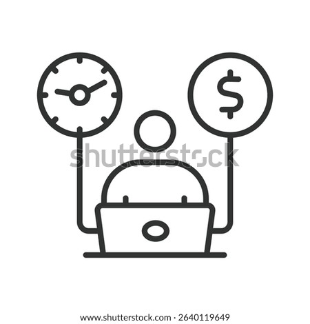 Self employed, icon in line design. self employed, freelancer, entrepreneur, small business, independent work, own boss, solo business on white background vector. Self employed, editable stroke icon