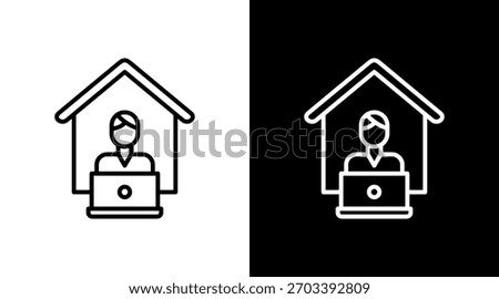 Self Employed Outline White Icon Set Design