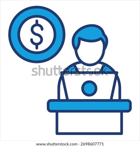 Self Employment Blue Icon Vector Illustration