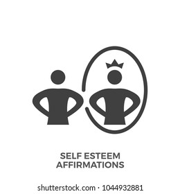 Self Esteem Affirmations Glyph Vector Icon Isolated on the White Background.