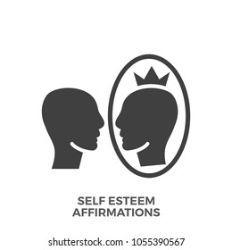 Self Esteem Affirmations Glyph Vector Icon Isolated on the White Background.