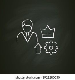  Self esteem building chalk icon. Personal assessment. Personal growth concept. Self improvement and self realization. Business and career development. Isolated vector illustration on chalkboard