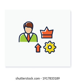 Self esteem building color icon. Personal assessment. Personal growth concept. Self improvement and self realization. Business and career development. Isolated vector illustration