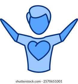 Self esteem Icon - Lineal Blue Style - People Pleaser Theme