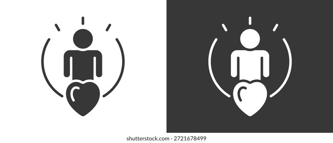 Ícone De AutoEstima Define Coleção De Vetores Isolada Em Preto E Branco