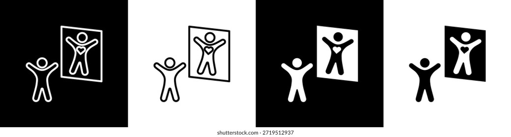 Icono de autoestima con estilo minimalista blanco negro variante
