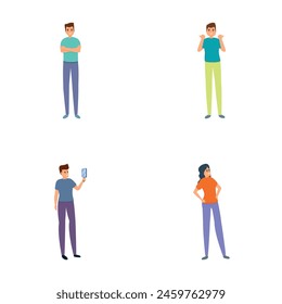 Self esteem icons set cartoon vector. Self confident people. Narcissism, psychology concept