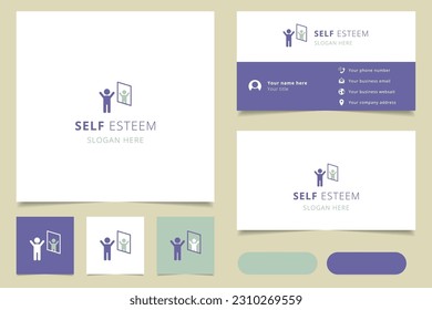 Self esteem logo design with editable slogan. Branding book and business card template.