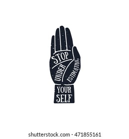 SELF ESTEEM quote in hand drawn style, retro looking black and white poster Hand drawn typography poster, greeting card or print invitation design template