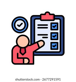 Icono de autoevaluación Ilustración vectorial de color lineal