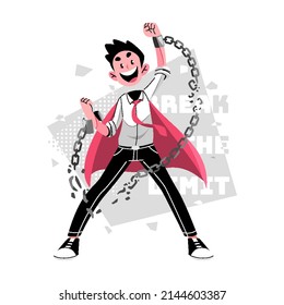 Self growth concept vector Illustration idea for landing page template, personal development progress stages, reaching for career goals and success, ambition and potential accomplishment.  Hand drawn 