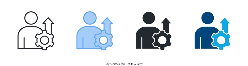 Self Growth Icon Set Multiple Style. Design In Outline, Blue, Glyph, Dualtone