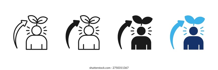 Self Growth icon set multiple style collection