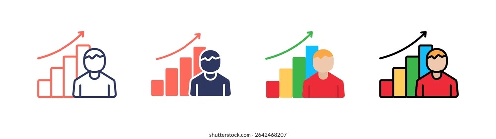 Self Growth Multi Style Icon Set Vector