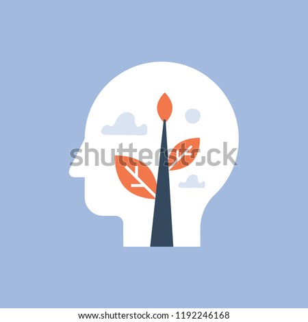 Self growth, potential development, motivation and aspiration, mental health, positive mindset, mindfulness and meditation concept, esteem and confidence, pursuit of happiness, inner peace vector icon