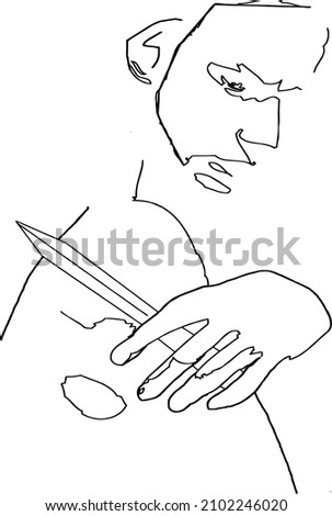 self harm line art illustration