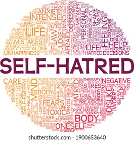 Self hatred vector illustration word cloud isolated on a white background.