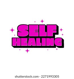 Self healing cure motivation text icon label design vector