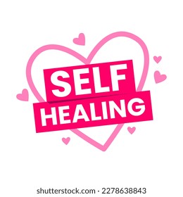 Self healing motivation care success label icon design vector