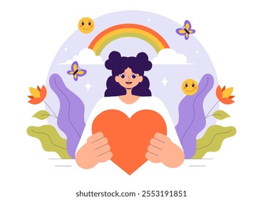 Self Healing Vector Illustration featuring a Woman Meditating and Restoring Mental Health and Inner Harmony through Yoga in a Flat Style Background