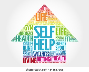 Self Help arrow word cloud, health concept