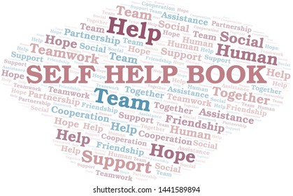 Self Help Book word cloud. Vector made with text only.