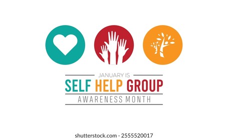 Self Help group awareness month observed each year during January. Self Help group awareness month creative concept design. Vector template for banner, greeting card, poster with background.