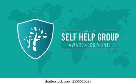 Self Help group awareness month observed each year during January. Self Help group awareness month creative concept design. Vector template for banner, greeting card, poster with background.