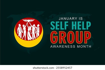 Self Help group awareness month observed each year during January. Self Help group awareness month creative concept design. Best for banners, greeting cards, posters and social media posts.