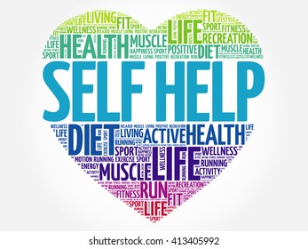 Self Help heart word cloud, fitness, sport, health concept