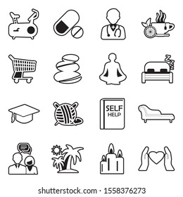 Self Help Icons. Line With Fill Design. Vector Illustration.