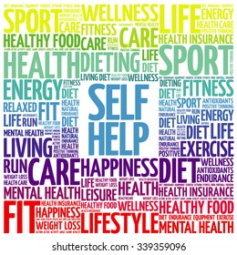 Self Help Word Cloud Background, Health Concept