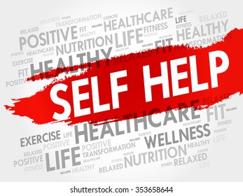 Self Help word cloud, health concept