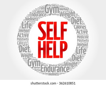 Self Help word cloud, health concept