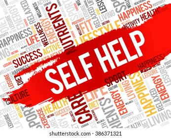 Self Help word cloud, health concept