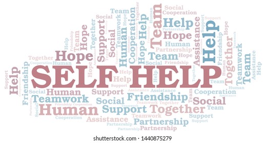 Self Help word cloud. Vector made with text only.