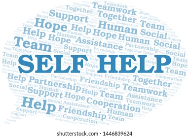 Self Help word cloud. Vector made with text only.