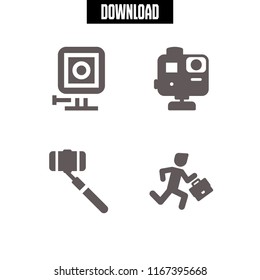 Self Icon. This Set With Employment Running Late, Selfie And Gopro Vector Icons For Mobile And Web