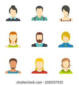 Self identification icons set. flat set of 9 self identificationvector icons for web isolated on white background