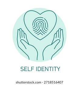 Icono de concepto de conciencia de identidad propia y valores personales
