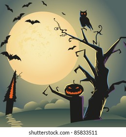 self illustrated beautiful halloween background for your design